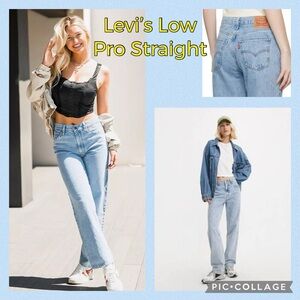 Levi’s Low Pro Straight Loose Relaxed 100% Cotton Light Wash Denim Jeans 27